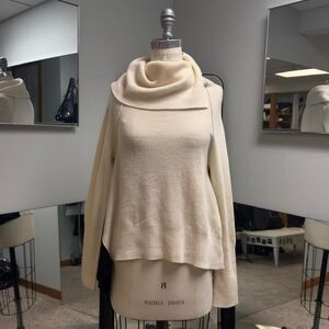 Yohji Yamamoto Cream and Black Asymmetrical Turtleneck Sweater